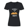 thumbnail image 1 of Inktastic Doodle Life is Ruff Golden Doodle Women's V-Neck T-Shirt, 1 of 5