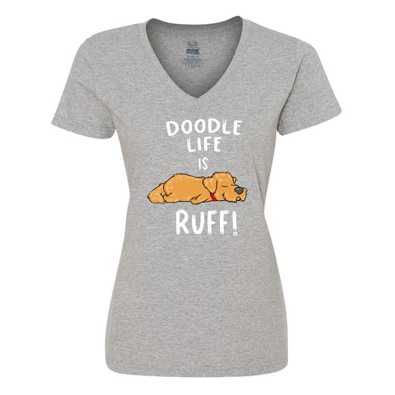 Inktastic Doodle Life is Ruff Golden Doodle Women's V-Neck T-Shirt