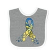 thumbnail image 1 of Inktastic Down Syndrome Awareness Blue and Yellow Hearts Ribbon Boys or Girls Baby Bib, 1 of 4