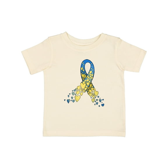 Inktastic Down Syndrome Awareness Blue and Yellow Hearts Ribbon Boys or Girls Baby T-Shirt