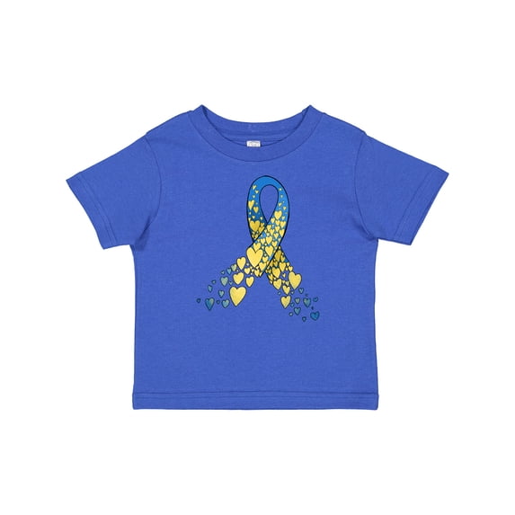 Inktastic Down Syndrome Awareness Blue and Yellow Hearts Ribbon Boys or Girls Baby T-Shirt