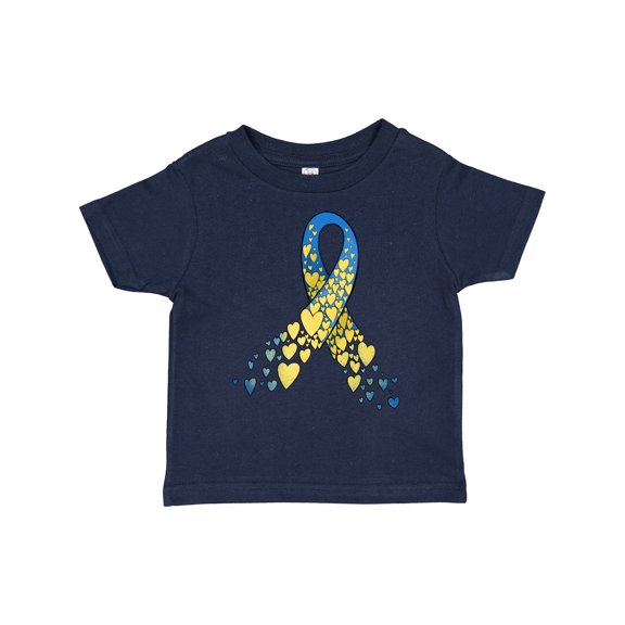 Inktastic Down Syndrome Awareness Blue and Yellow Hearts Ribbon Boys or Girls Toddler T-Shirt