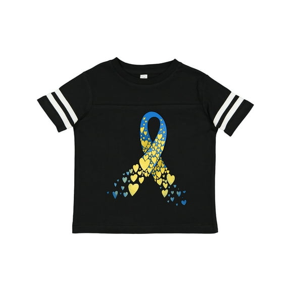 Inktastic Down Syndrome Awareness Blue and Yellow Hearts Ribbon Boys or Girls Toddler T-Shirt