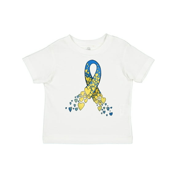 Inktastic Down Syndrome Awareness Blue and Yellow Hearts Ribbon Boys or Girls Toddler T-Shirt