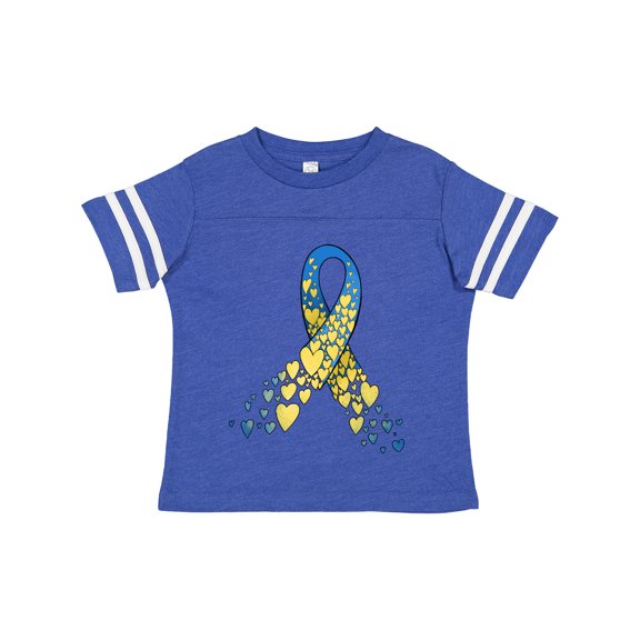 Inktastic Down Syndrome Awareness Blue and Yellow Hearts Ribbon Boys or Girls Toddler T-Shirt