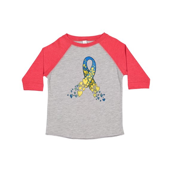 Inktastic Down Syndrome Awareness Blue and Yellow Hearts Ribbon Boys or Girls Toddler T-Shirt