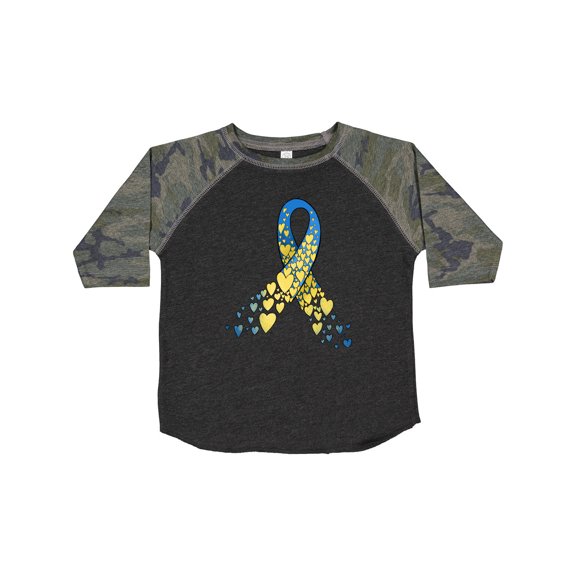 Inktastic Down Syndrome Awareness Blue and Yellow Hearts Ribbon Boys or Girls Toddler T-Shirt