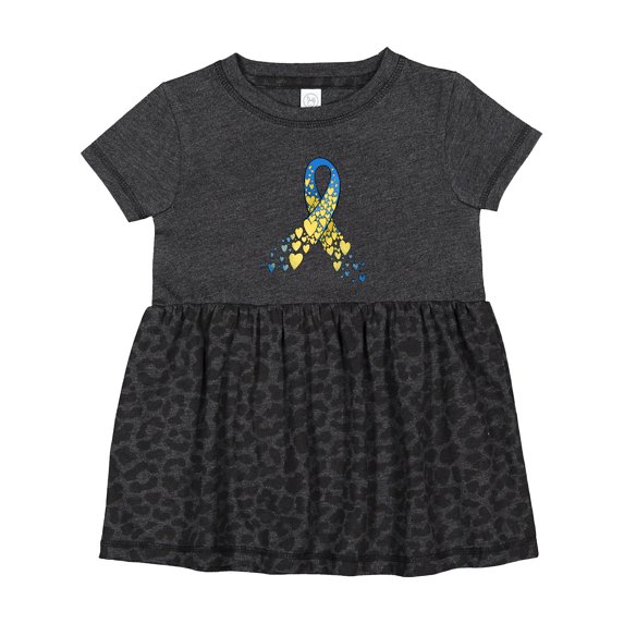 Inktastic Down Syndrome Awareness Blue and Yellow Hearts Ribbon Girls Baby Dress