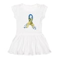 thumbnail image 1 of Inktastic Down Syndrome Awareness Blue and Yellow Hearts Ribbon Girls Toddler Dress, 1 of 5