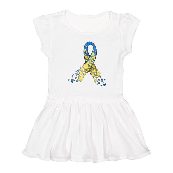 Inktastic Down Syndrome Awareness Blue and Yellow Hearts Ribbon Girls Toddler Dress