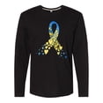 thumbnail image 1 of Inktastic Down Syndrome Awareness Blue and Yellow Hearts Ribbon Long Sleeve T-Shirt, 1 of 5