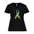 thumbnail image 1 of Inktastic Down Syndrome Awareness Blue and Yellow Hearts Ribbon Women's Plus Size T-Shirt, 1 of 5
