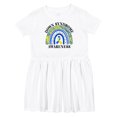 thumbnail image 1 of Inktastic Down Syndrome Awareness Blue and Yellow Rainbowt Girls Toddler Dress, 1 of 5