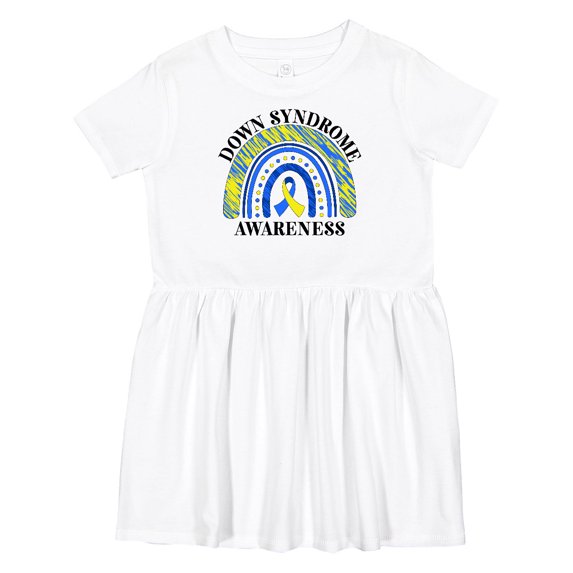 Inktastic Down Syndrome Awareness Blue and Yellow Rainbowt Girls Toddler Dress