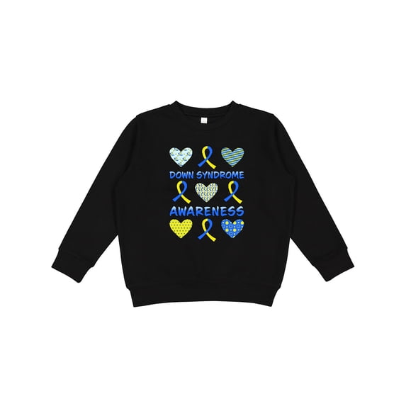 Inktastic Down Syndrome Awareness Blue and Yellow Ribbons and Hearts Youth Sweatshirt