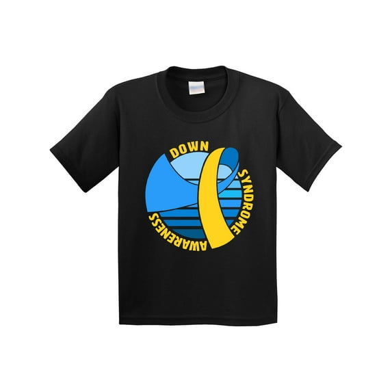 Inktastic Down Syndrome Awareness Retro Blue and Yellow Ribbon Youth T-Shirt