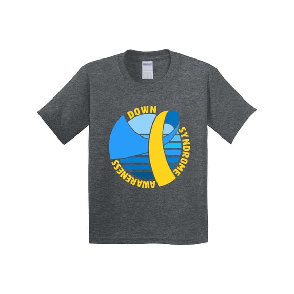 Inktastic Down Syndrome Awareness Retro Blue and Yellow Ribbon Youth T-Shirt