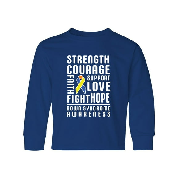 Inktastic Down Syndrome Awareness Strenth Courage Support Long Sleeve Youth T-Shirt
