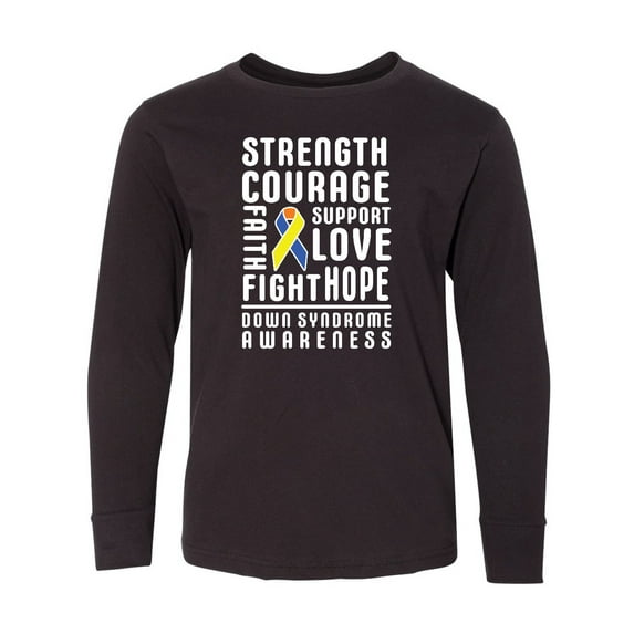Inktastic Down Syndrome Awareness Strenth Courage Support Long Sleeve Youth T-Shirt