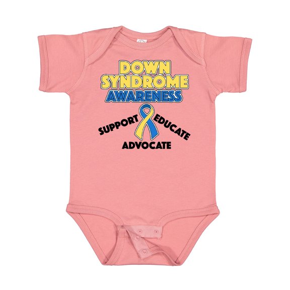 Inktastic Down Syndrome Awareness Support, Educate, Advocate Boys or Girls Baby Bodysuit