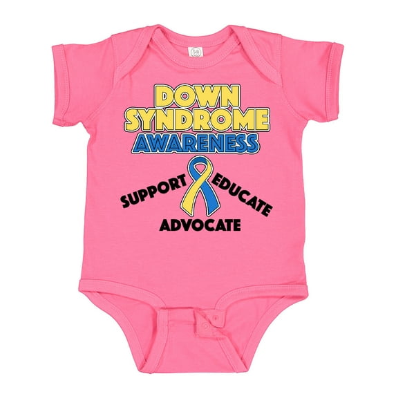 Inktastic Down Syndrome Awareness Support, Educate, Advocate Boys or Girls Baby Bodysuit