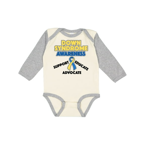 Inktastic Down Syndrome Awareness Support, Educate, Advocate Boys or Girls Long Sleeve Baby Bodysuit
