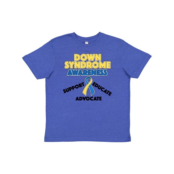 Inktastic Down Syndrome Awareness Support, Educate, Advocate Youth T-Shirt