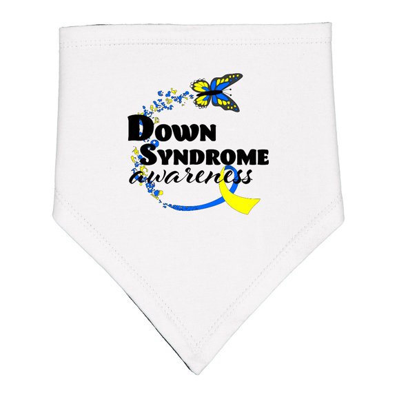 Inktastic Down Syndrome Awareness with Butterfly and Ribbon Baby Bandana Bib