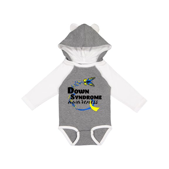 Inktastic Down Syndrome Awareness with Butterfly and Ribbon Boys or Girls Long Sleeve Baby Bodysuit