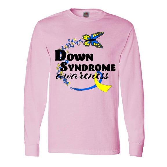 Inktastic Down Syndrome Awareness with Butterfly and Ribbon Long Sleeve T-Shirt