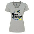 thumbnail image 1 of Inktastic Down Syndrome Awareness with Butterfly and Ribbon Women's V-Neck T-Shirt, 1 of 5
