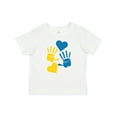 thumbnail image 1 of Inktastic Down Syndrome Awareness with Handprints and Hearts Blue and Yellow Boys or Girls Baby T-Shirt, 1 of 5