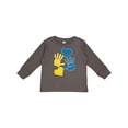 thumbnail image 1 of Inktastic Down Syndrome Awareness with Handprints and Hearts Blue and Yellow Boys or Girls Long Sleeve Toddler T-Shirt, 1 of 5