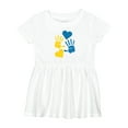 thumbnail image 1 of Inktastic Down Syndrome Awareness with Handprints and Hearts Blue and Yellow Girls Baby Dress, 1 of 5