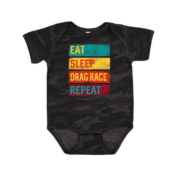 Inktastic Drag Racing Eat Sleep Drag Race Repeat Boys or Girls Baby Bodysuit
