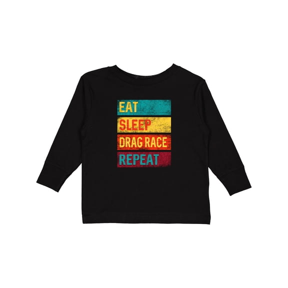 Inktastic Drag Racing Eat Sleep Drag Race Repeat Boys or Girls Long Sleeve Toddler T-Shirt