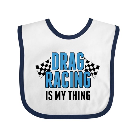 Inktastic Drag Racing is My Thing with Flags Boys or Girls Baby Bib