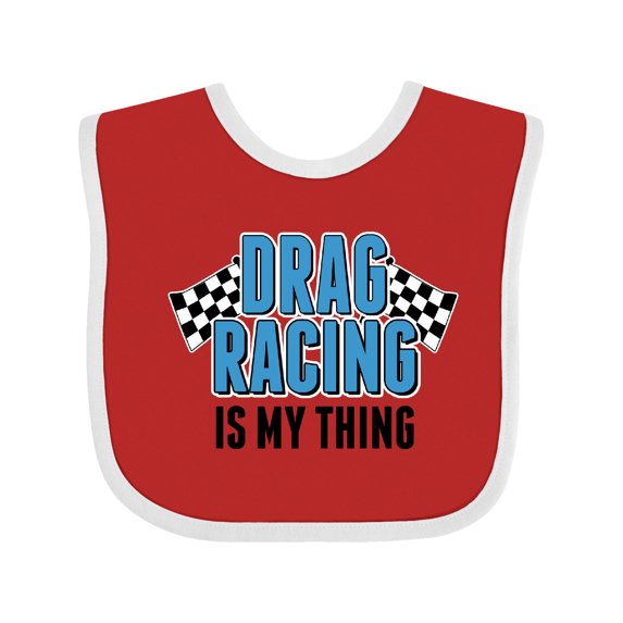 Inktastic Drag Racing is My Thing with Flags Boys or Girls Baby Bib