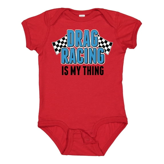 Inktastic Drag Racing is My Thing with Flags Boys or Girls Baby Bodysuit