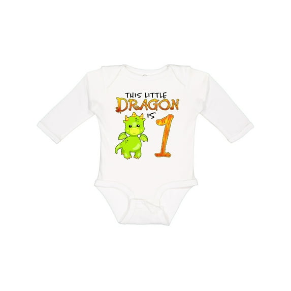 Inktastic Dragon 1st Birthday- Turning One Boys or Girls Long Sleeve Baby Bodysuit