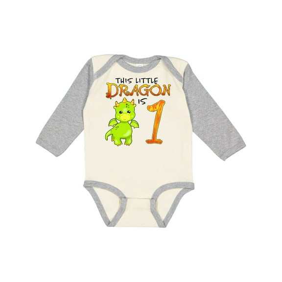 Inktastic Dragon 1st Birthday- Turning One Boys or Girls Long Sleeve Baby Bodysuit