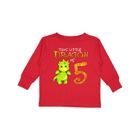 Inktastic Dragon 5th Birthday- turning five Boys or Girls Long Sleeve Toddler T-Shirt
