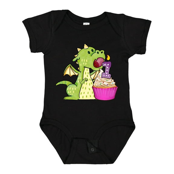 Inktastic Dragon Cupcake 1st Birthday Boys or Girls Baby Bodysuit