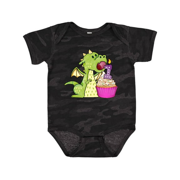 Inktastic Dragon Cupcake 1st Birthday Boys or Girls Baby Bodysuit