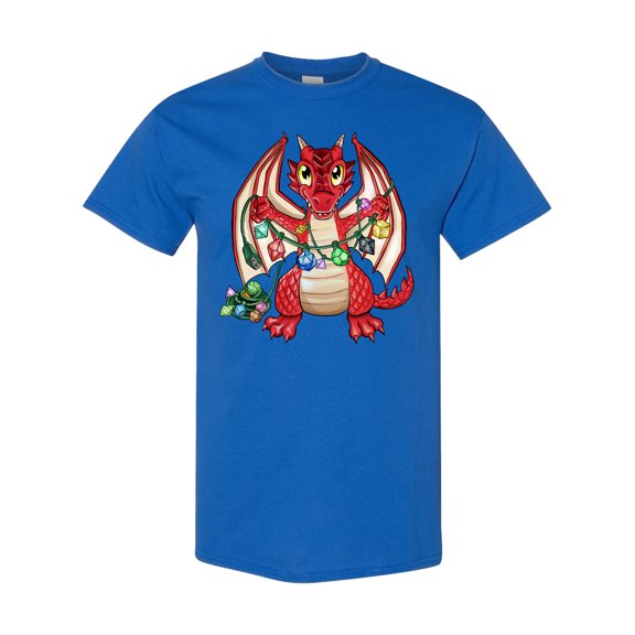 Inktastic Dragon Holding Dice Christmas Lights T-Shirt