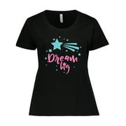 Inktastic Dream Big, Shooting Star, Wish - Pink Blue Women's Plus Size T-Shirt