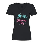 Inktastic Dream Big, Shooting Star, Wish - Pink Blue Women's V-Neck T-Shirt