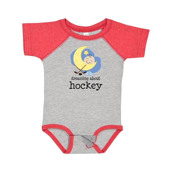 Inktastic Dreaming About Hockey Boys or Girls Baby Bodysuit