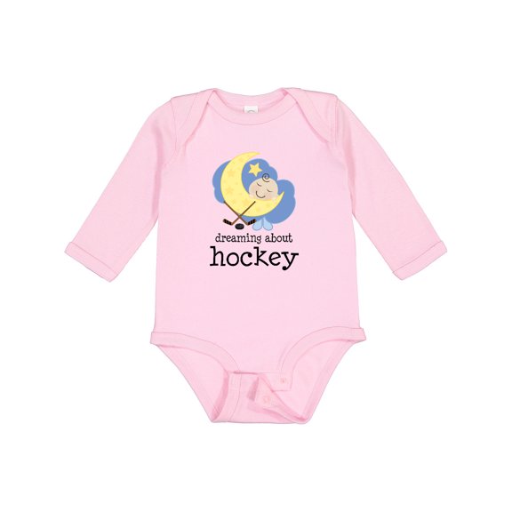 Inktastic Dreaming About Hockey Boys or Girls Long Sleeve Baby Bodysuit