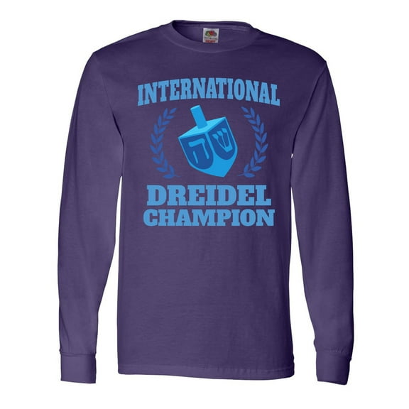 Inktastic Dreidel Champion Hanukkah with Blue Laurels Long Sleeve T-Shirt